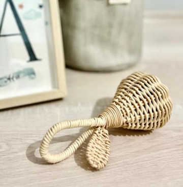 Organic Rattan Rattle - Handmade Montessori Baby Toy